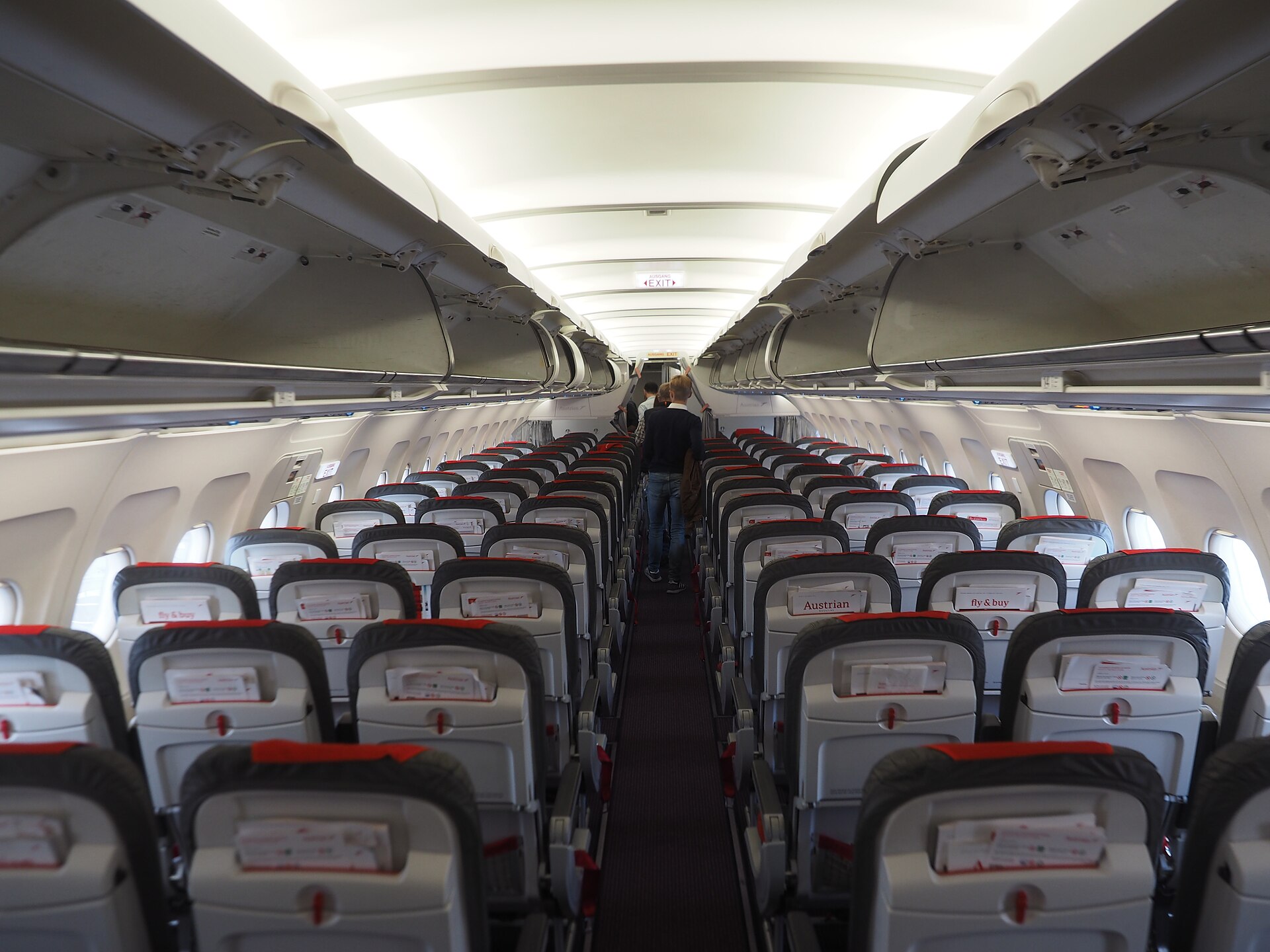 Interiér kabíny lietadla Austrian Airlines